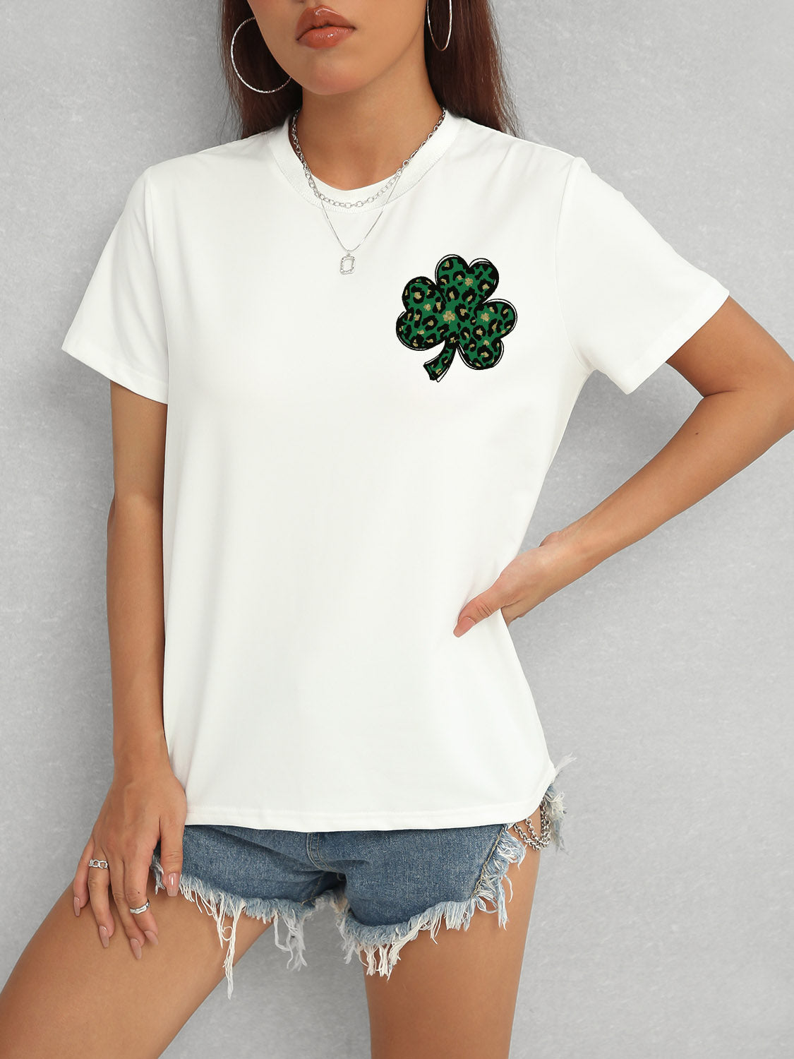 T-Shirt mit Rundhalsausschnitt und kurzen Ärmeln „Lucky Clover“