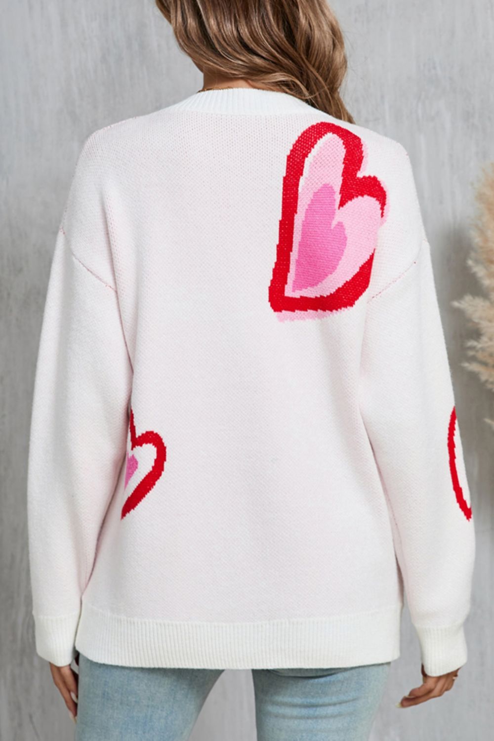 Angel Wings Heart Round Neck Long Sleeve Sweater