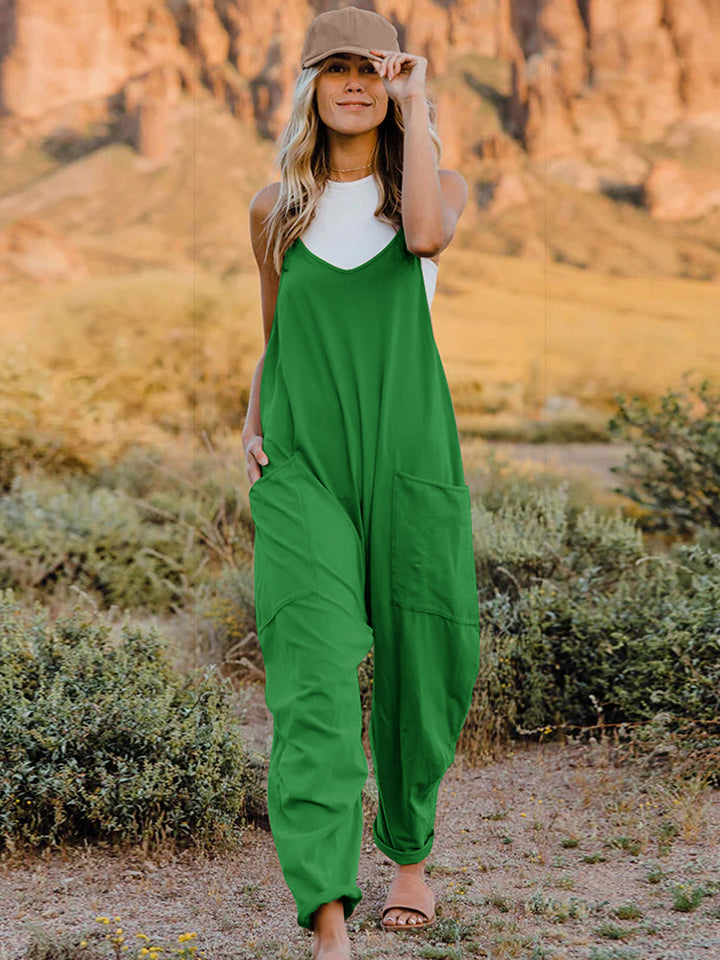 Double Take – Ärmelloser Jumpsuit mit V-Ausschnitt und Taschen in voller Größe