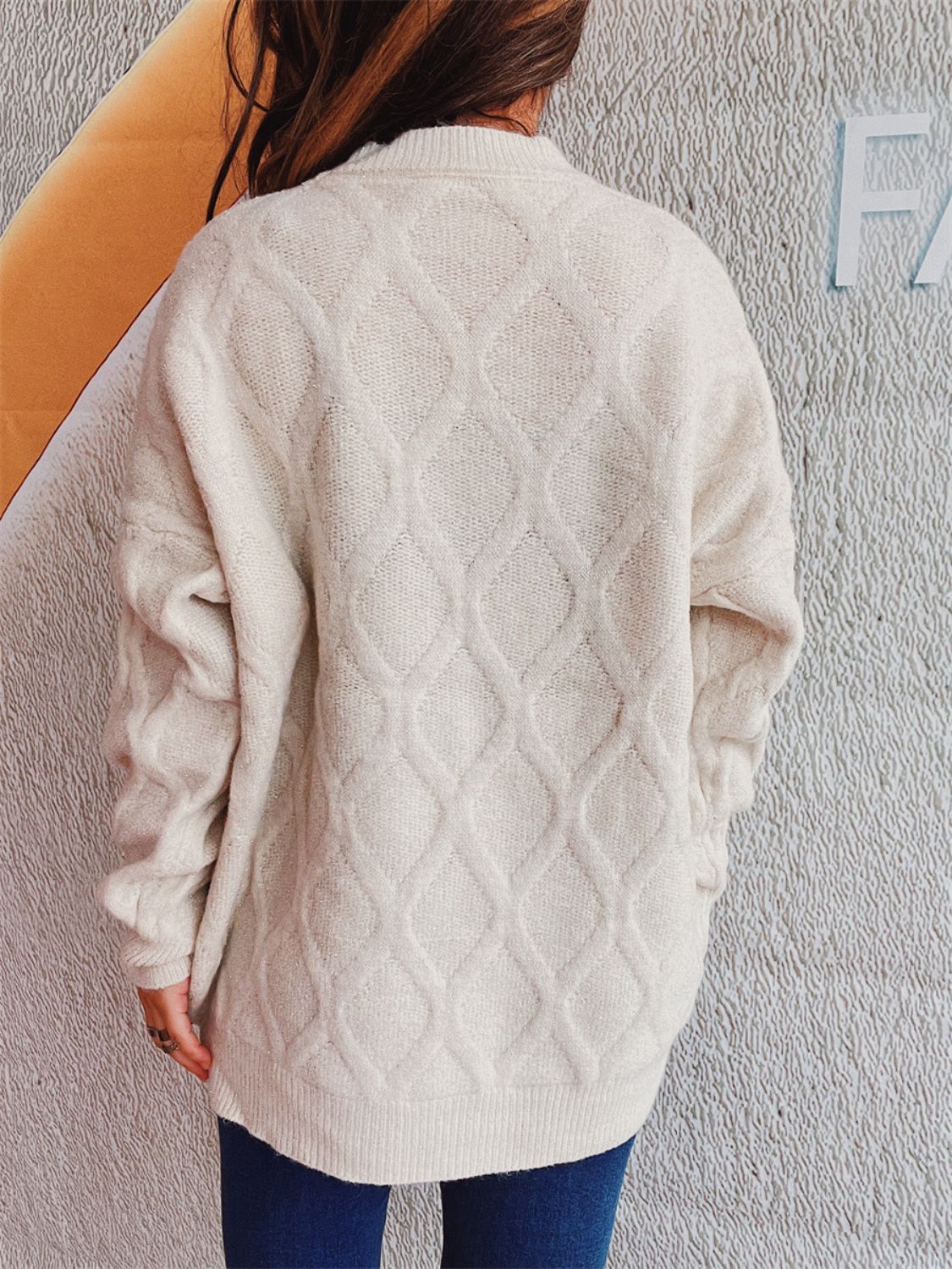 Diamond Round Neck Long Sleeve Sweater