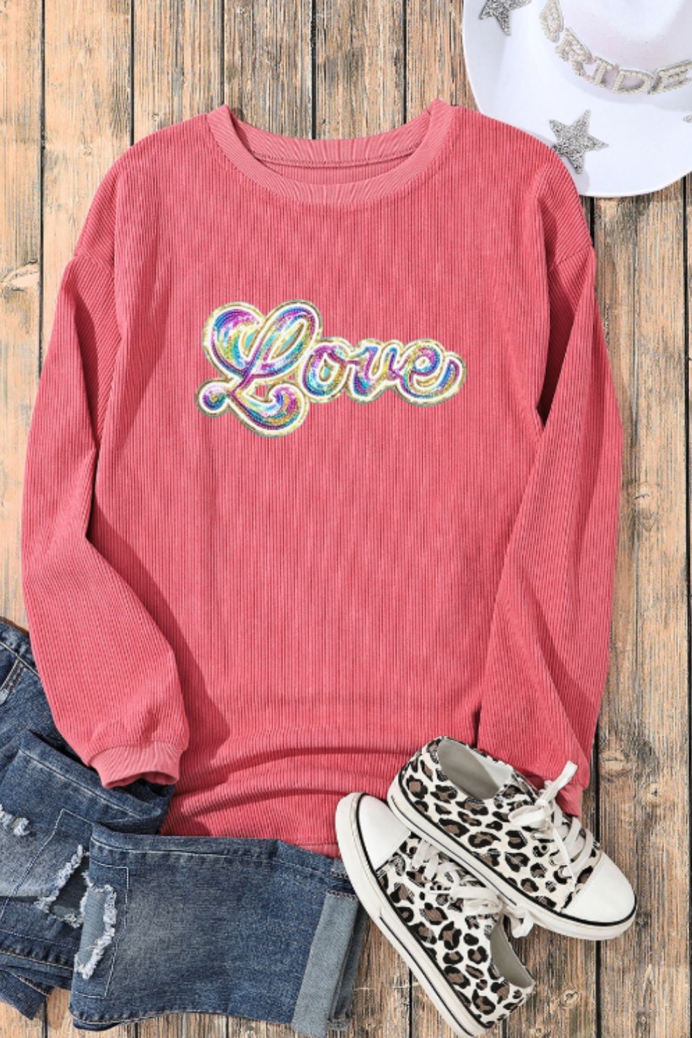 Valentine's Day LOVE Round Neck Long Sleeve Sweatshirt