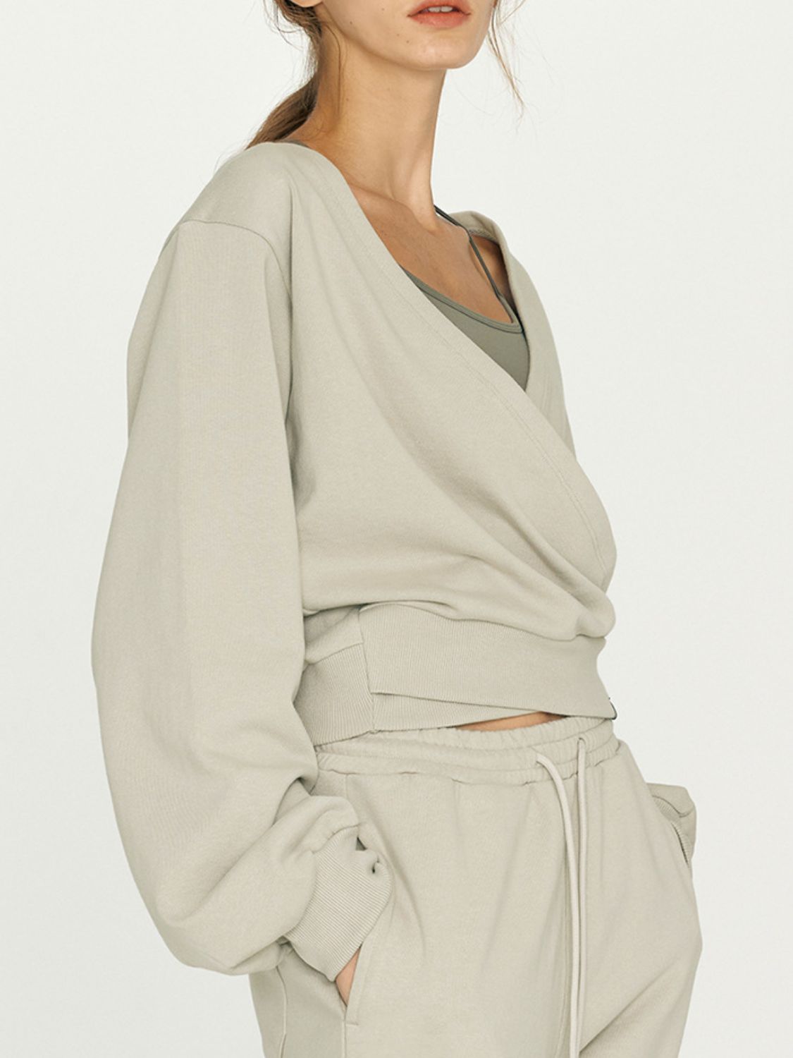 Surplice Long Sleeve Sweatshirt