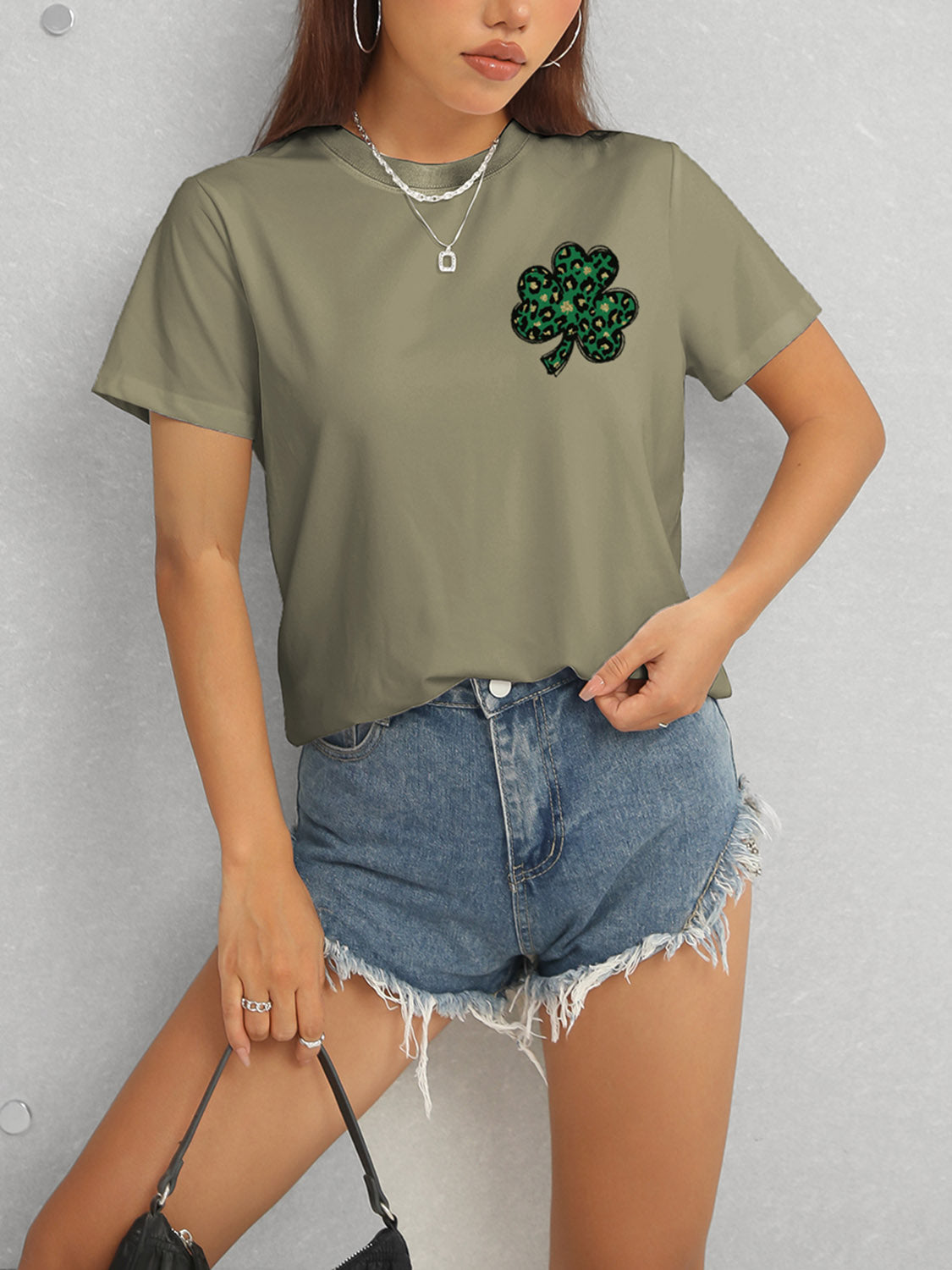 T-Shirt mit Rundhalsausschnitt und kurzen Ärmeln „Lucky Clover“