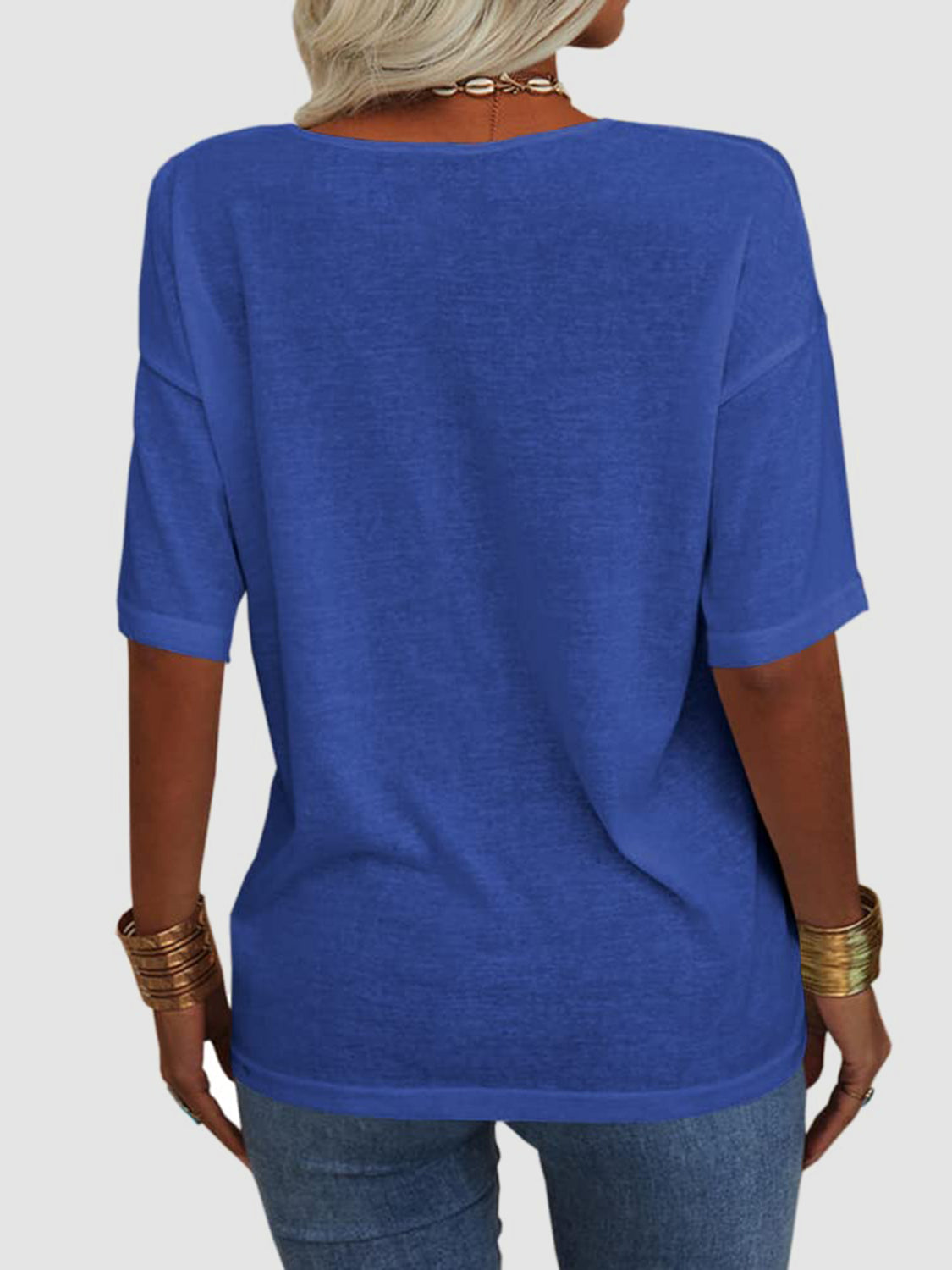 V-Neck Dropped Shoulder Half Sleeve T-Shirt