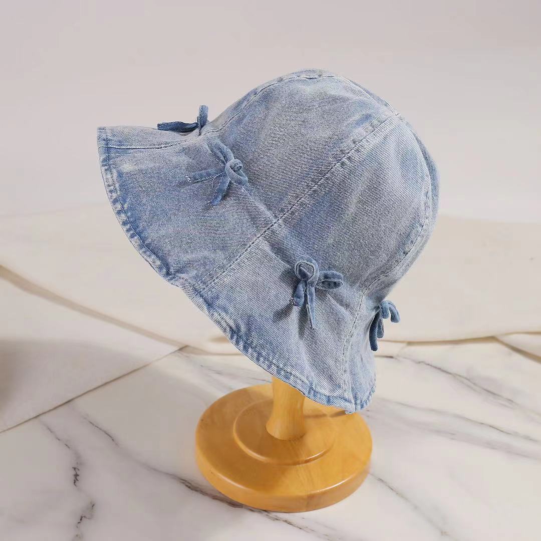 Bow Trim Denim Hat