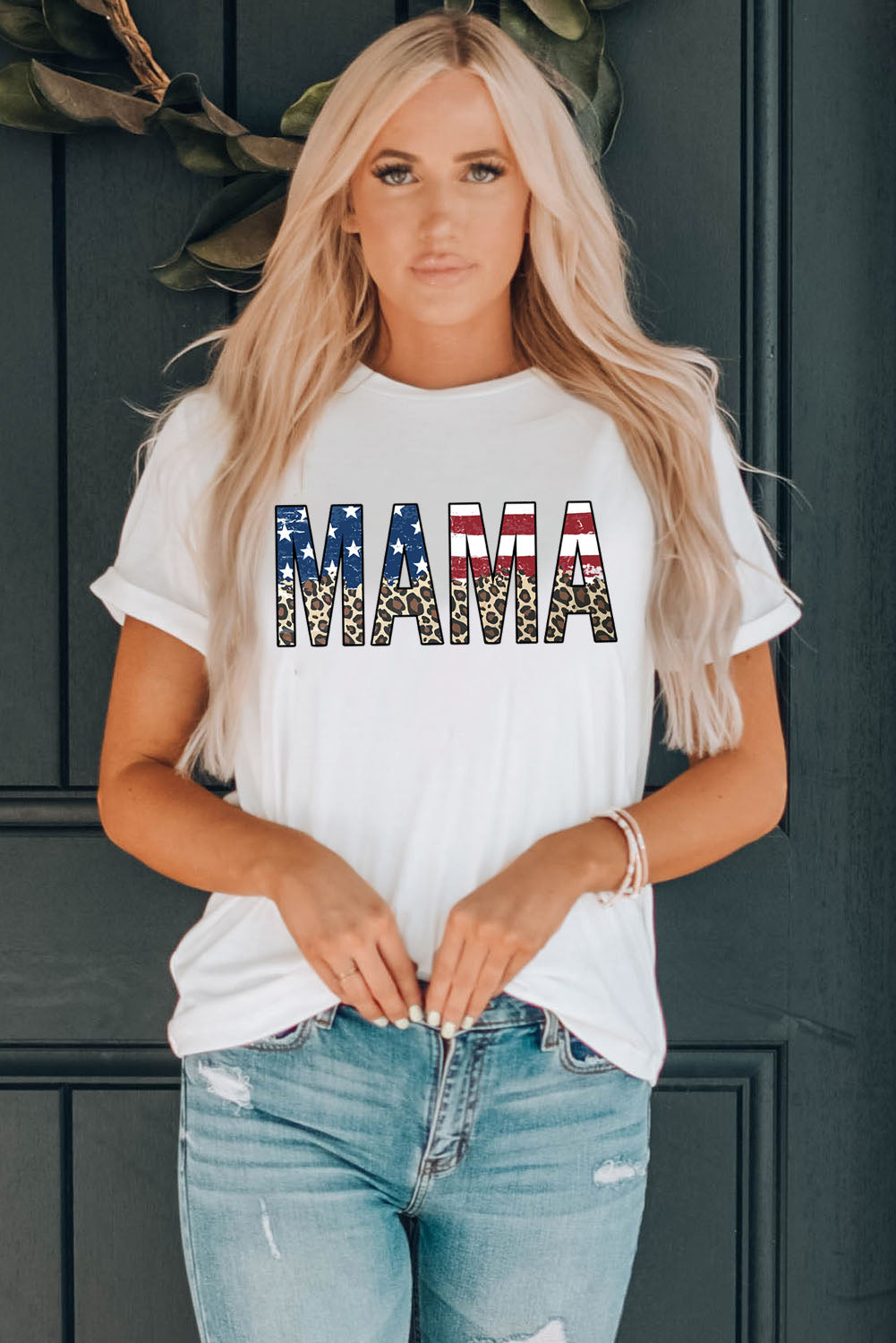 MAMA Round Neck Short Sleeve T-Shirt