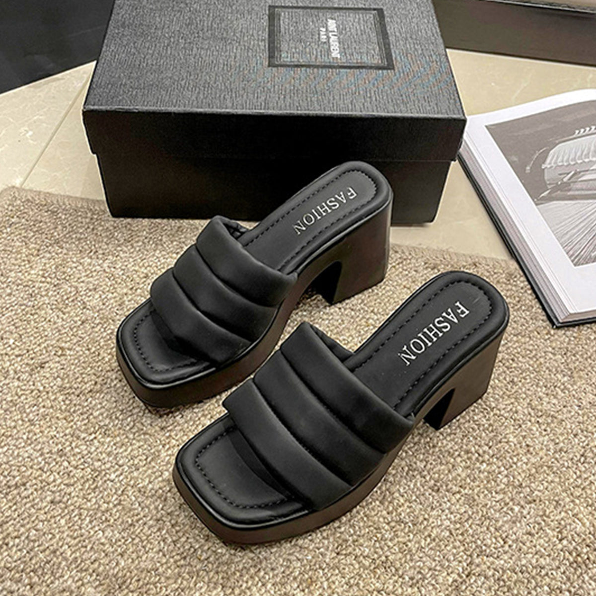 Sandalen mit offener Spitze und Blockabsatz