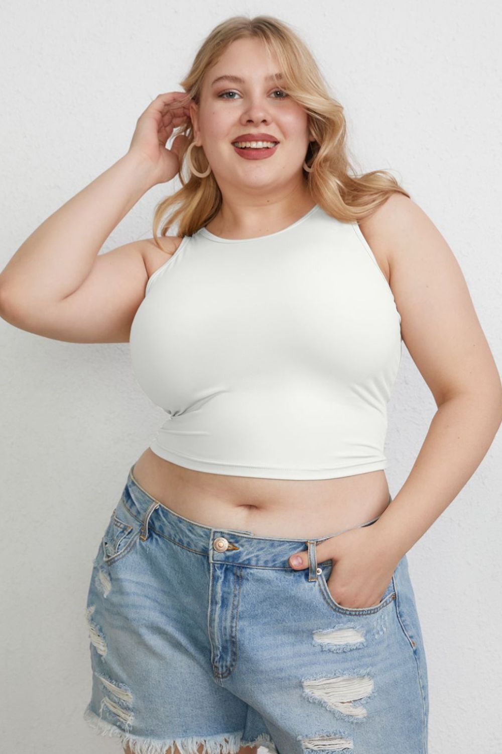 Basic Bae – Schmales Tanktop in voller Größe mit Rundhalsausschnitt