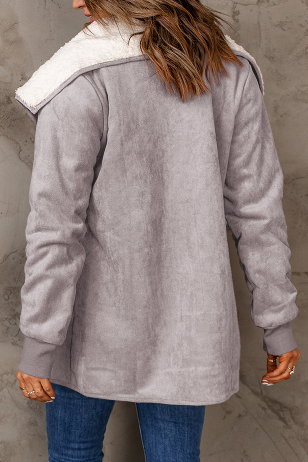 Open Front Long Sleeve Sherpa Jacket