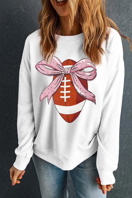 Football Round Neck Long Sleeve Sweatshirt