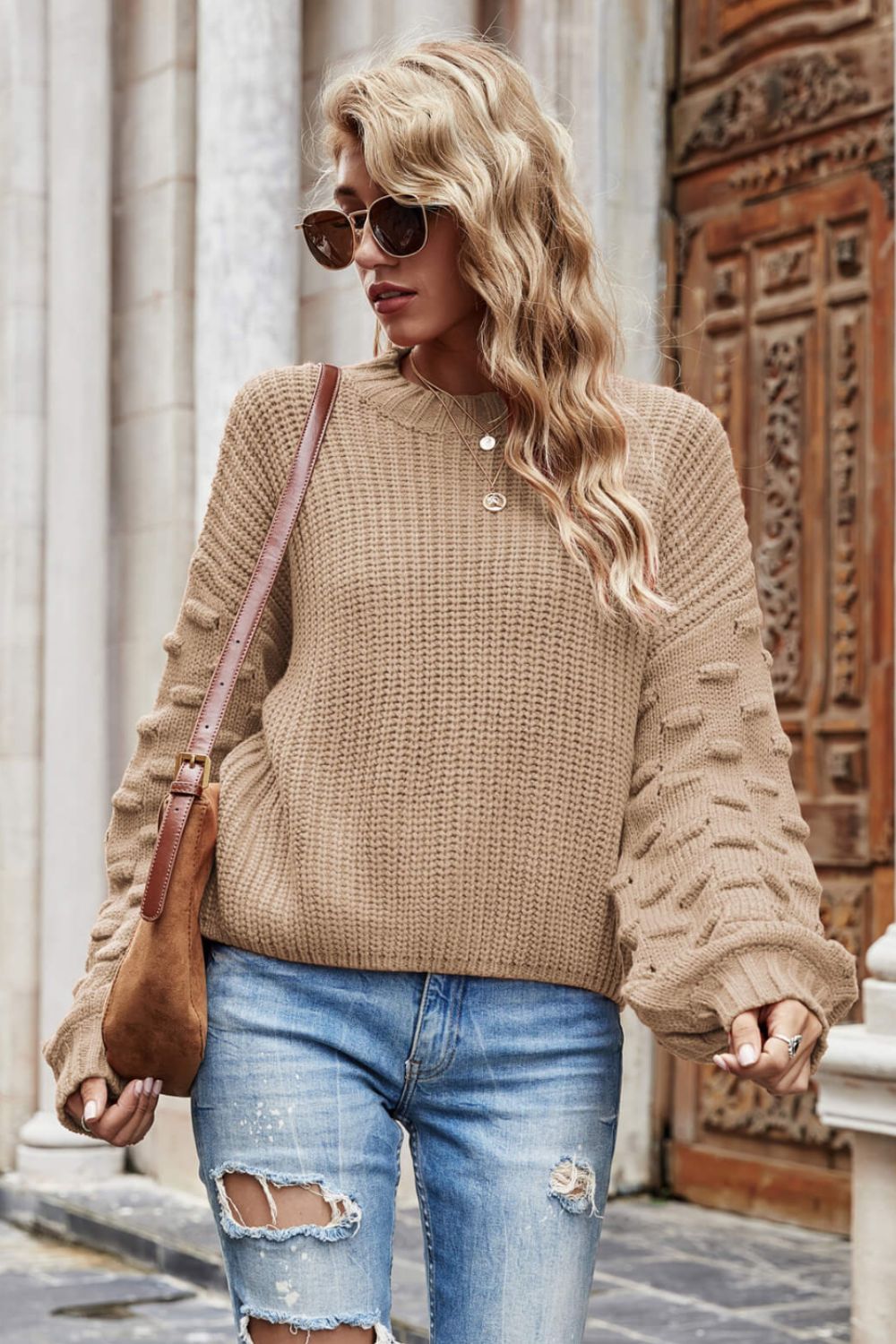 Angel Wings Weekend Style Rib-Knit Dropped Shoulder Sweater