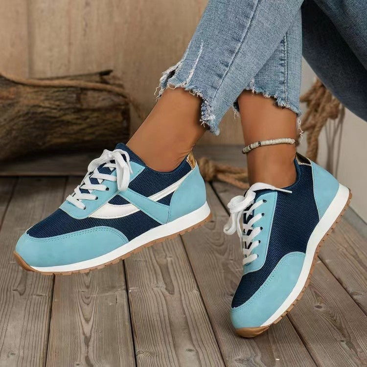 Mesh Contrast Round Toe Sneakers