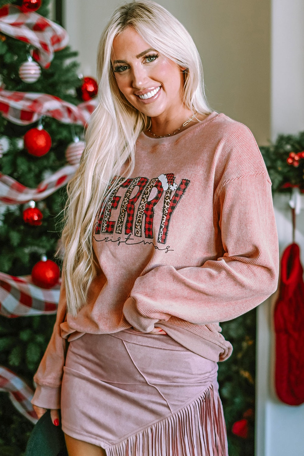 MERRY CHRISTMAS Round Neck Long Sleeve Sweatshirt