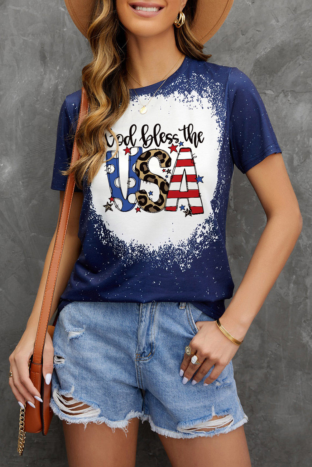 T-Shirt mit Aufdruck „GOTT BLESS THE USA“