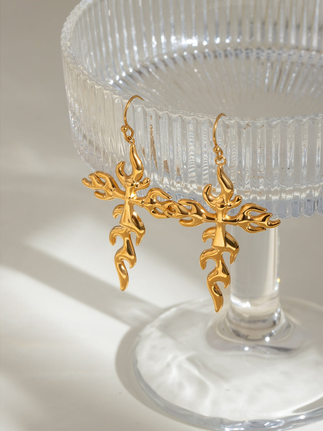 18K Gold-Plated Stainless Steel Cross Earrings