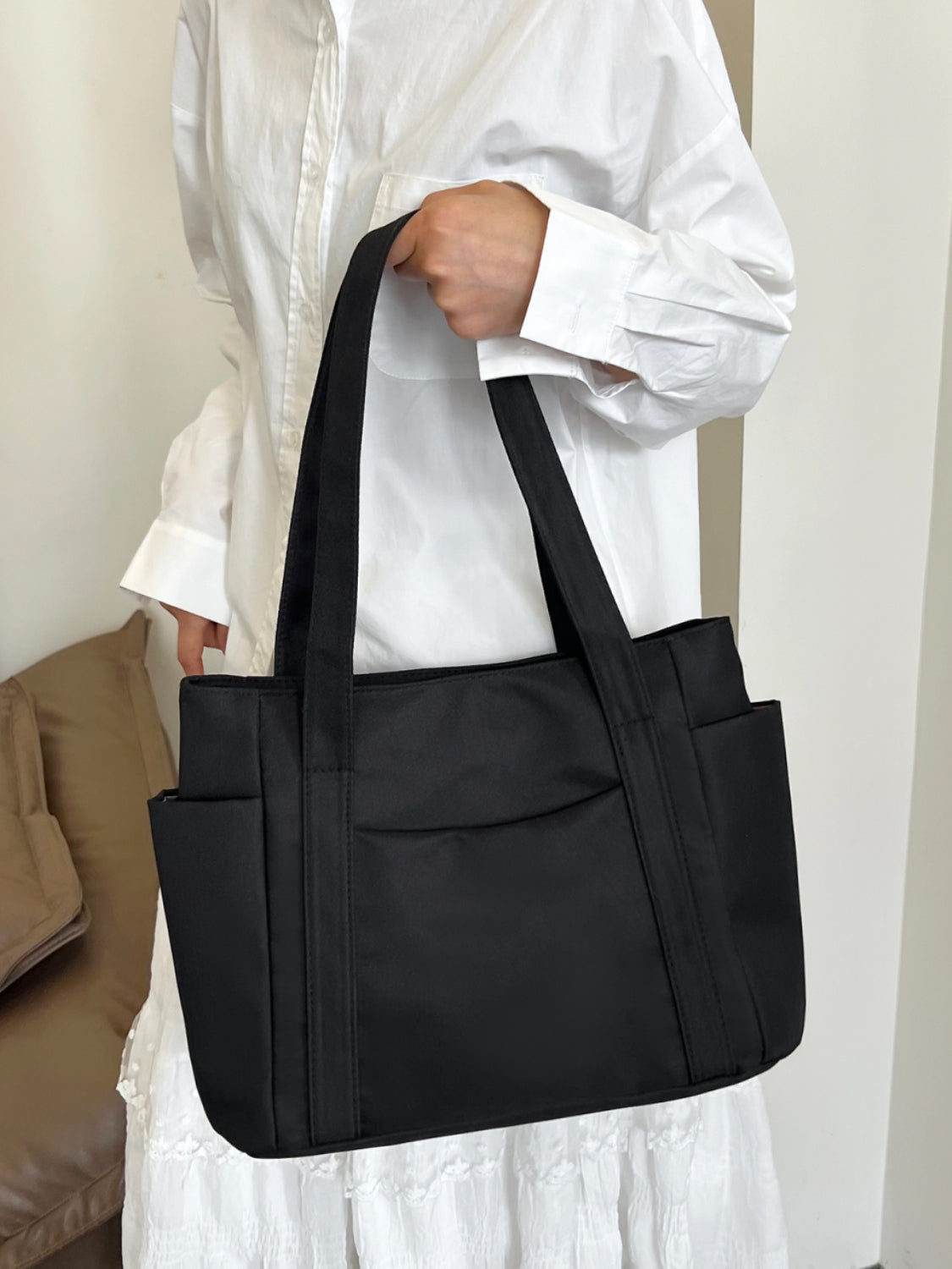 Oxford Cloth Tote Bag with Zipper