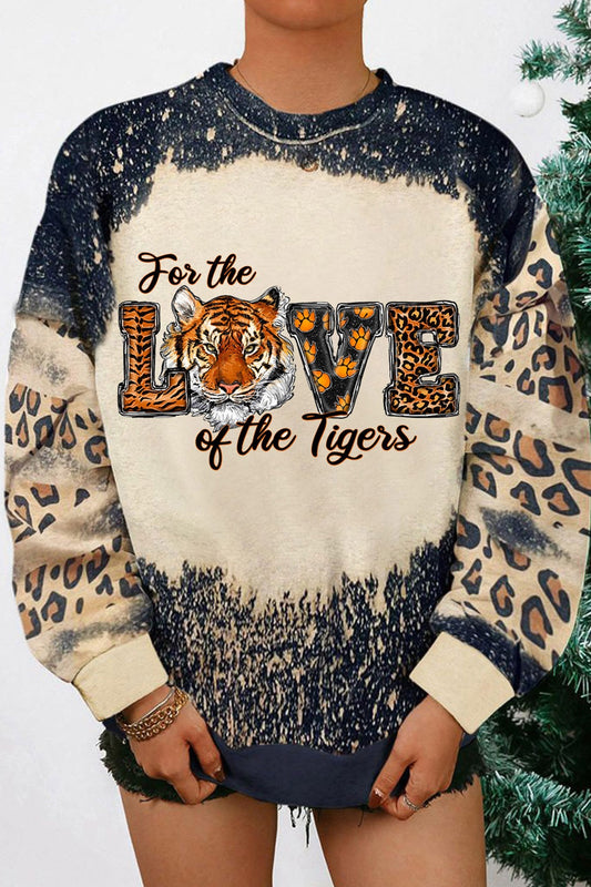 FOR THE LOVE OF THE TIGERS Leopard Round Neck Sweatshirt