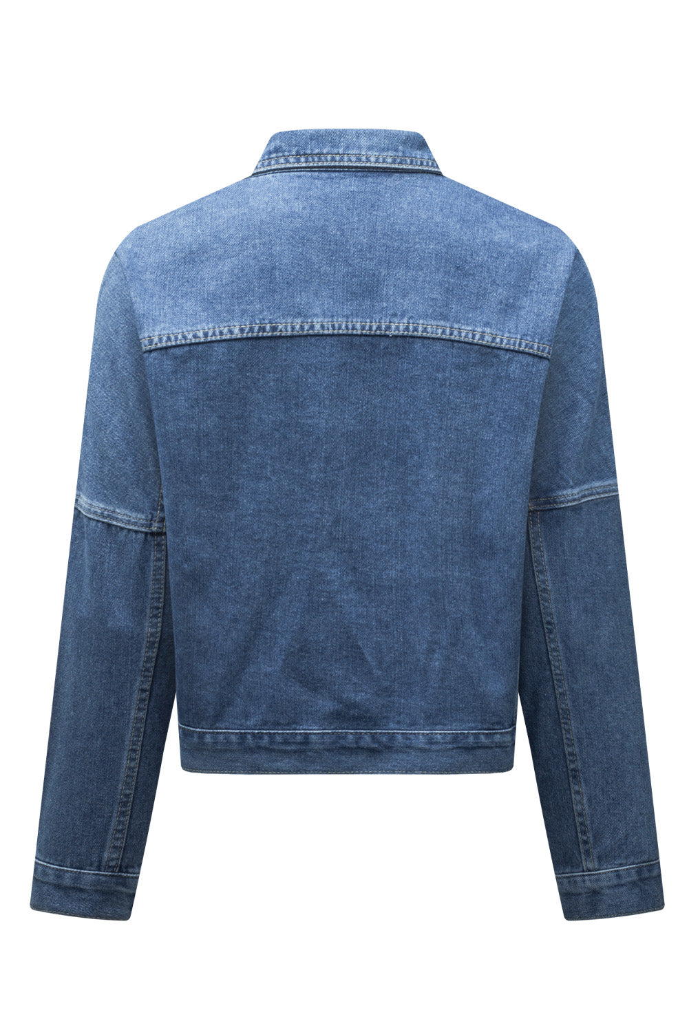 Jeansjacke mit Knopfleiste, überschnittenen Schultern und Taschen