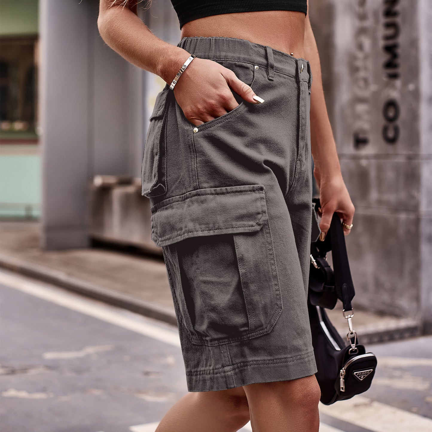 Denim-Cargo-Shorts mit Taschen