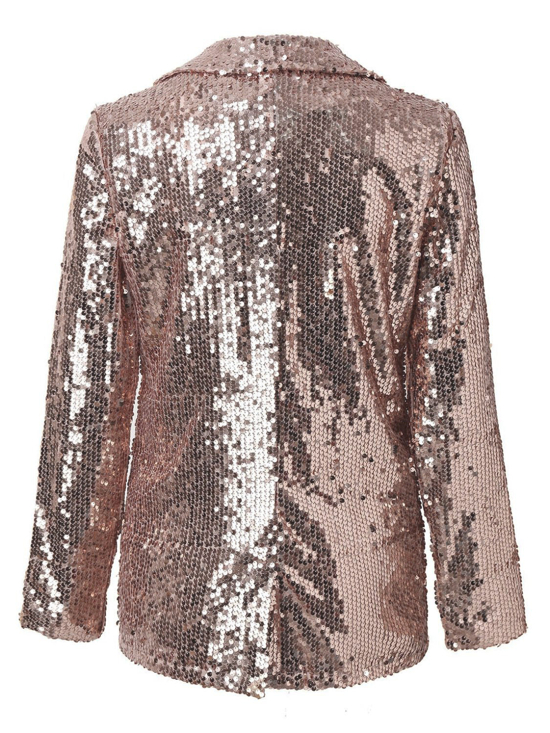 Sequin Lapel Collar Long Sleeve Blazer