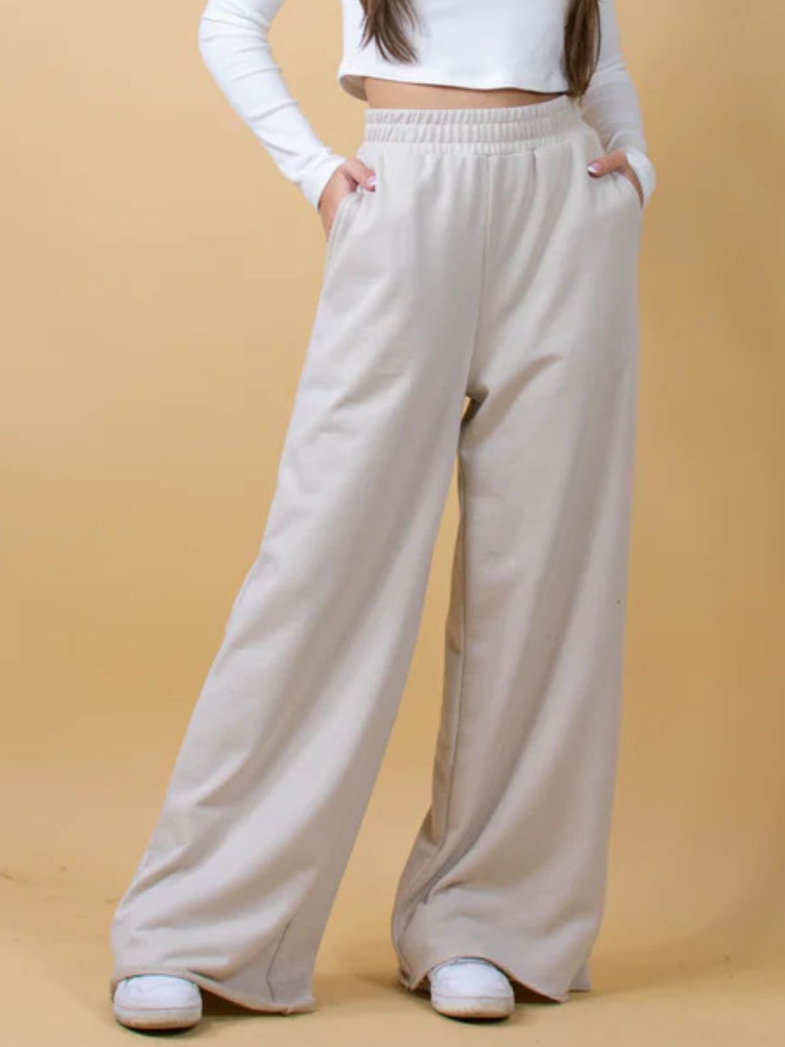 Elastic Waist Wide Leg Pants