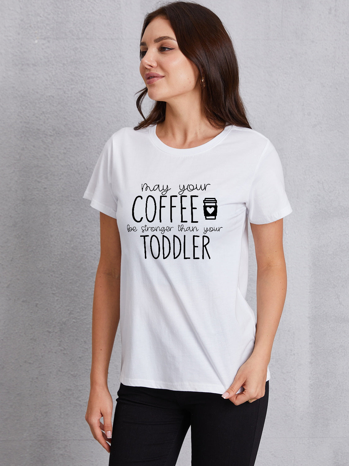 Camiseta de cuello redondo QUE TU CAFÉ SEA MÁS FUERTE QUE TU NIÑO