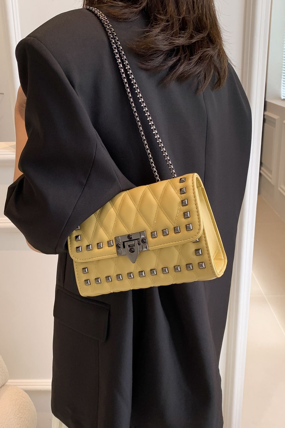 Studded PU Leather Crossbody Bag