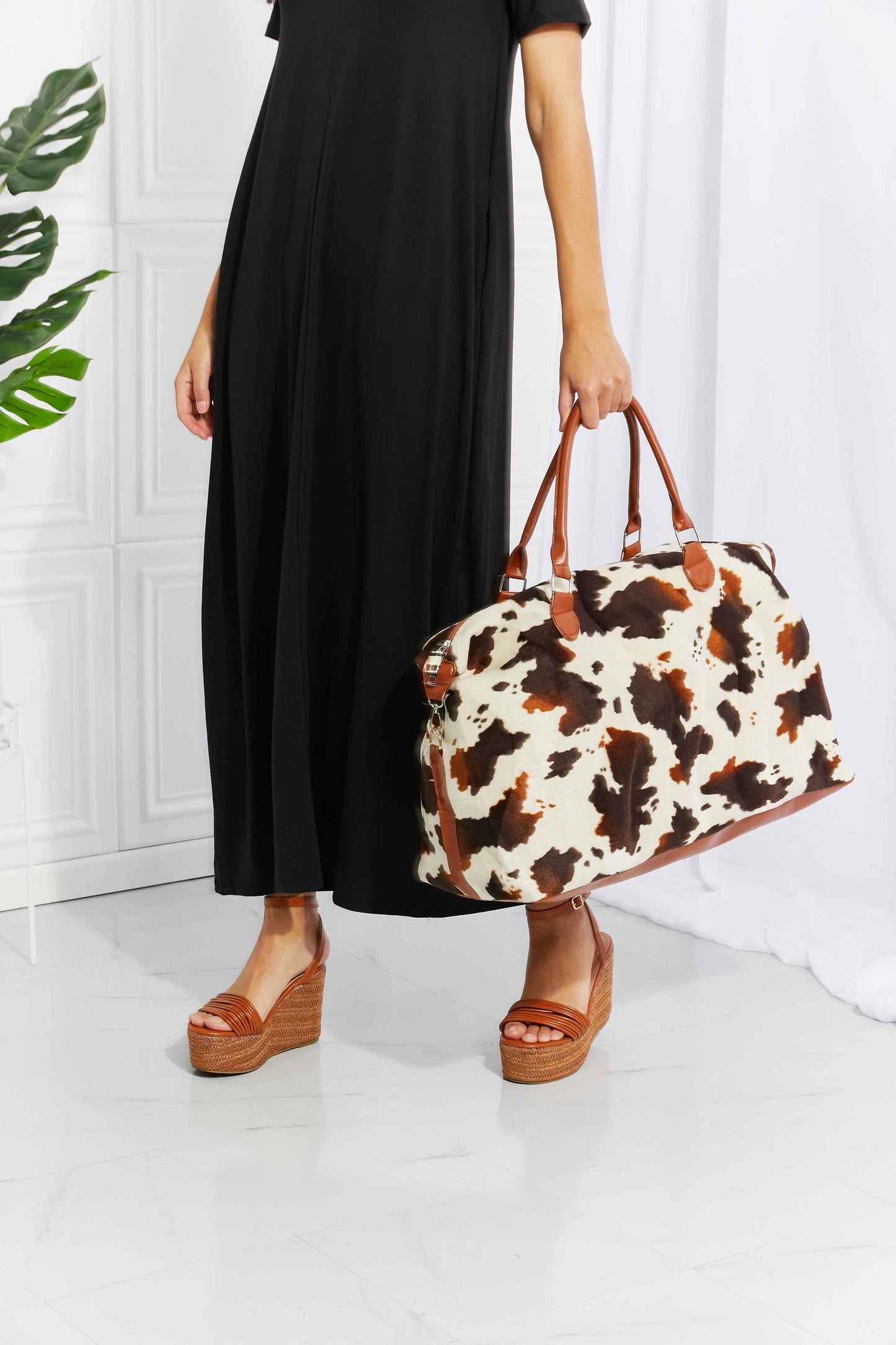 Plüsch-Weekendertasche mit Animalprint