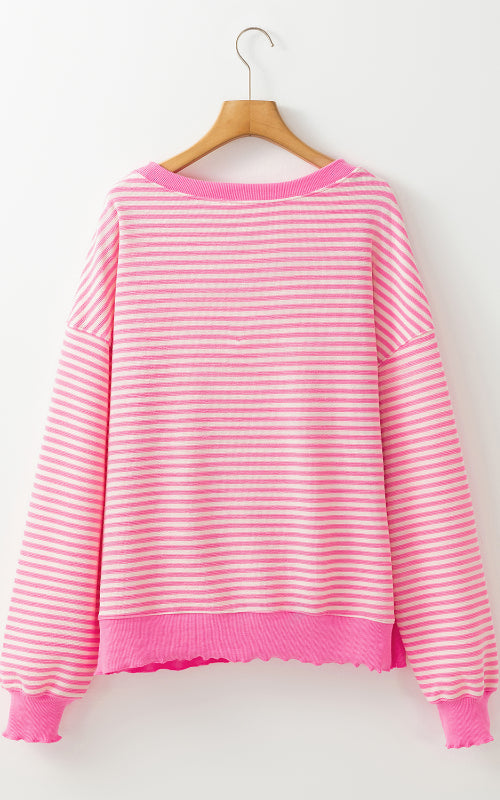 Striped Round Neck Long Sleeve Sweatshirt