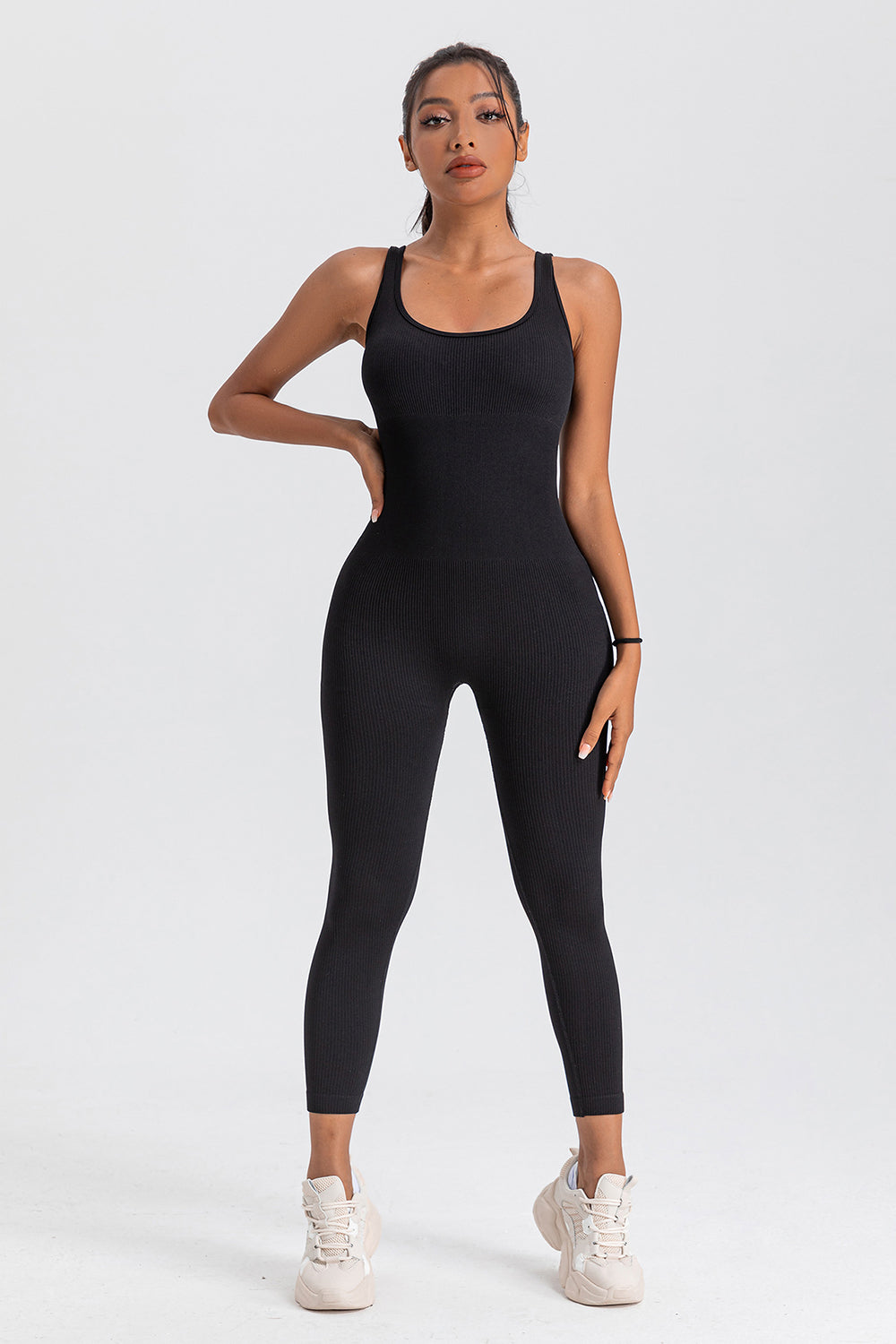 Wide Strap Sleeveless Active Jumpsuit