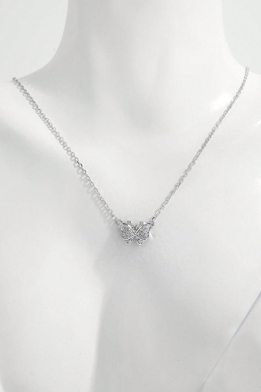 925 Sterling Silver Zircon Butterfly Pendant Necklace