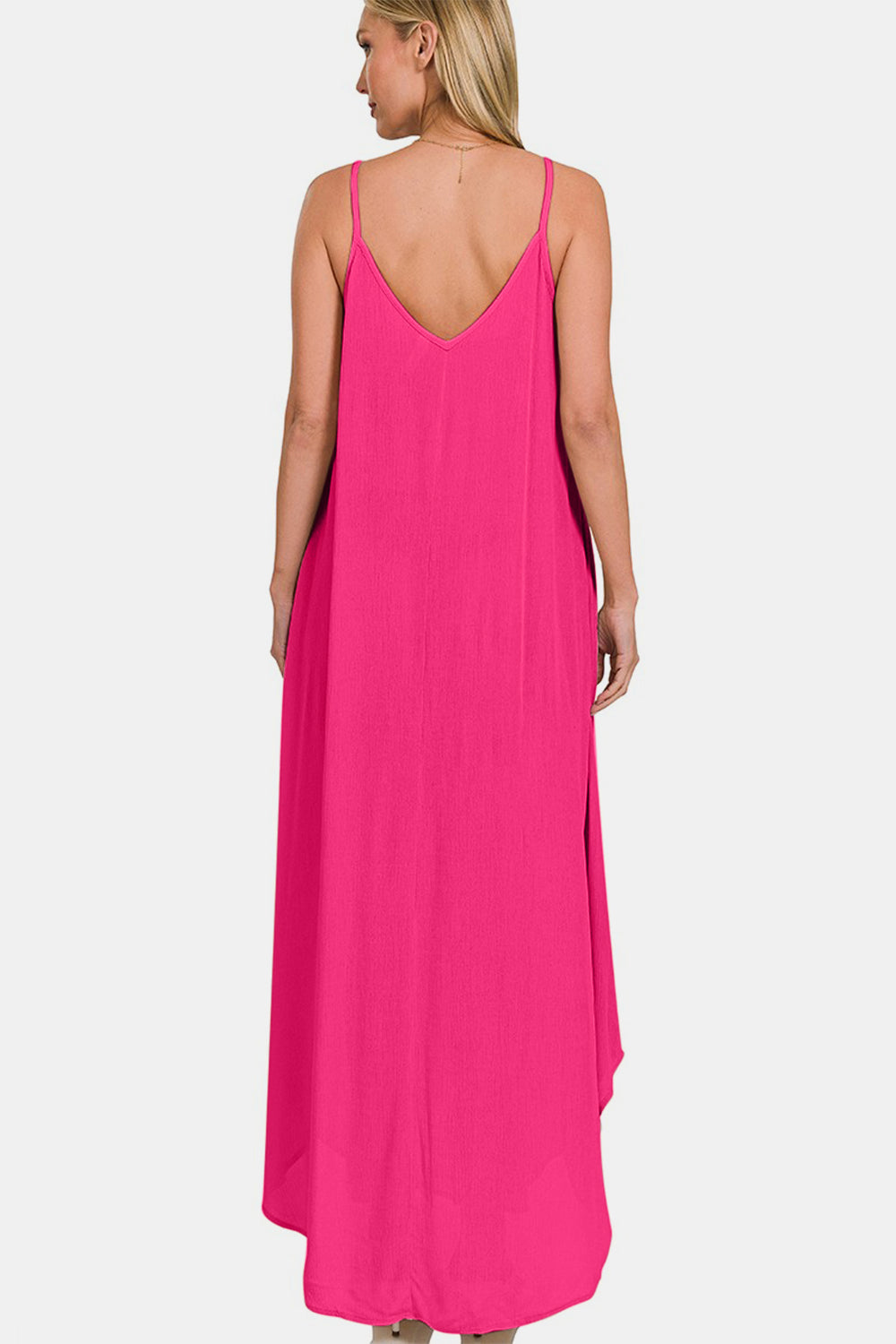 Zenana Woven Cami Maxi Dress with Side Pockets