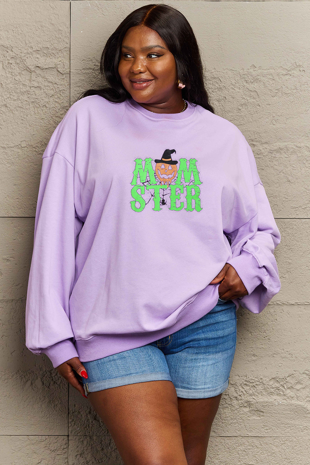 Simply Love Full Size Drop Shoulder Graphic Sweatshirt