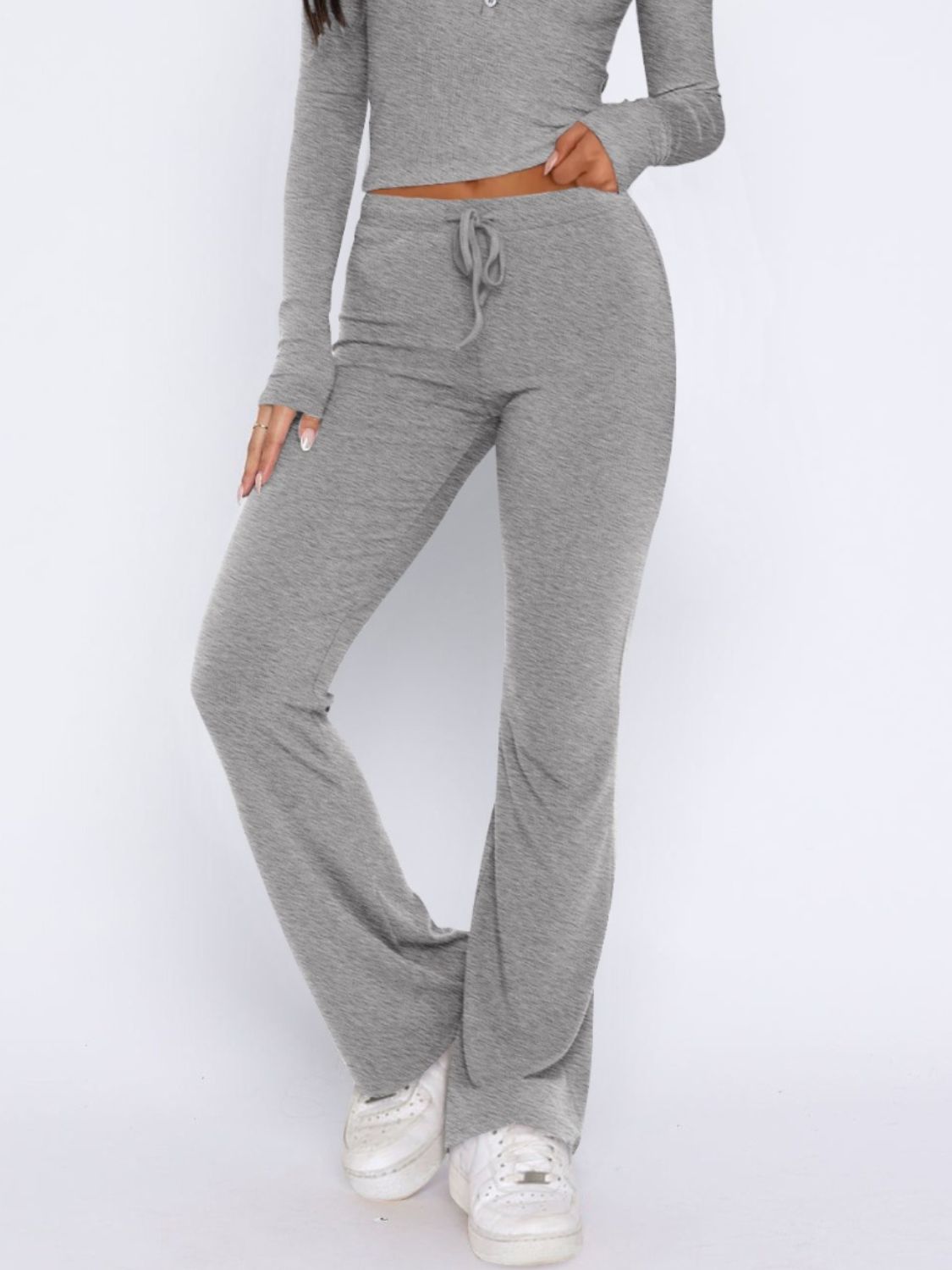 V-Neck Long Sleeve Top and Pants Set