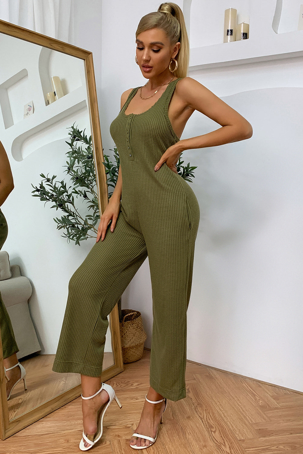 Sleeveless Straight Leg Jumpsuit