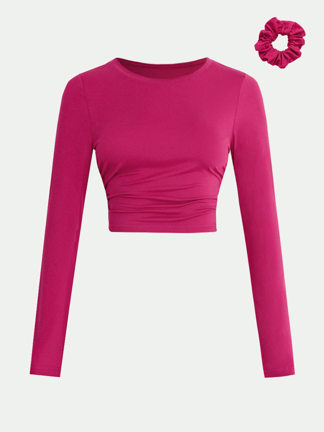 Round Neck Long Sleeve Cropped T-Shirt