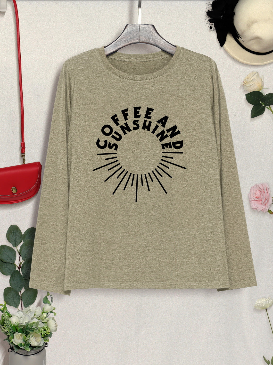 COFFEE AND SUNSHINE Camiseta de manga larga con cuello redondo