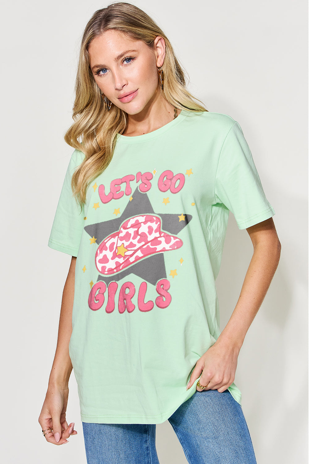 Simply Love Full Size LET'S GO GIRLS Round Neck Short Sleeve T-Shirt