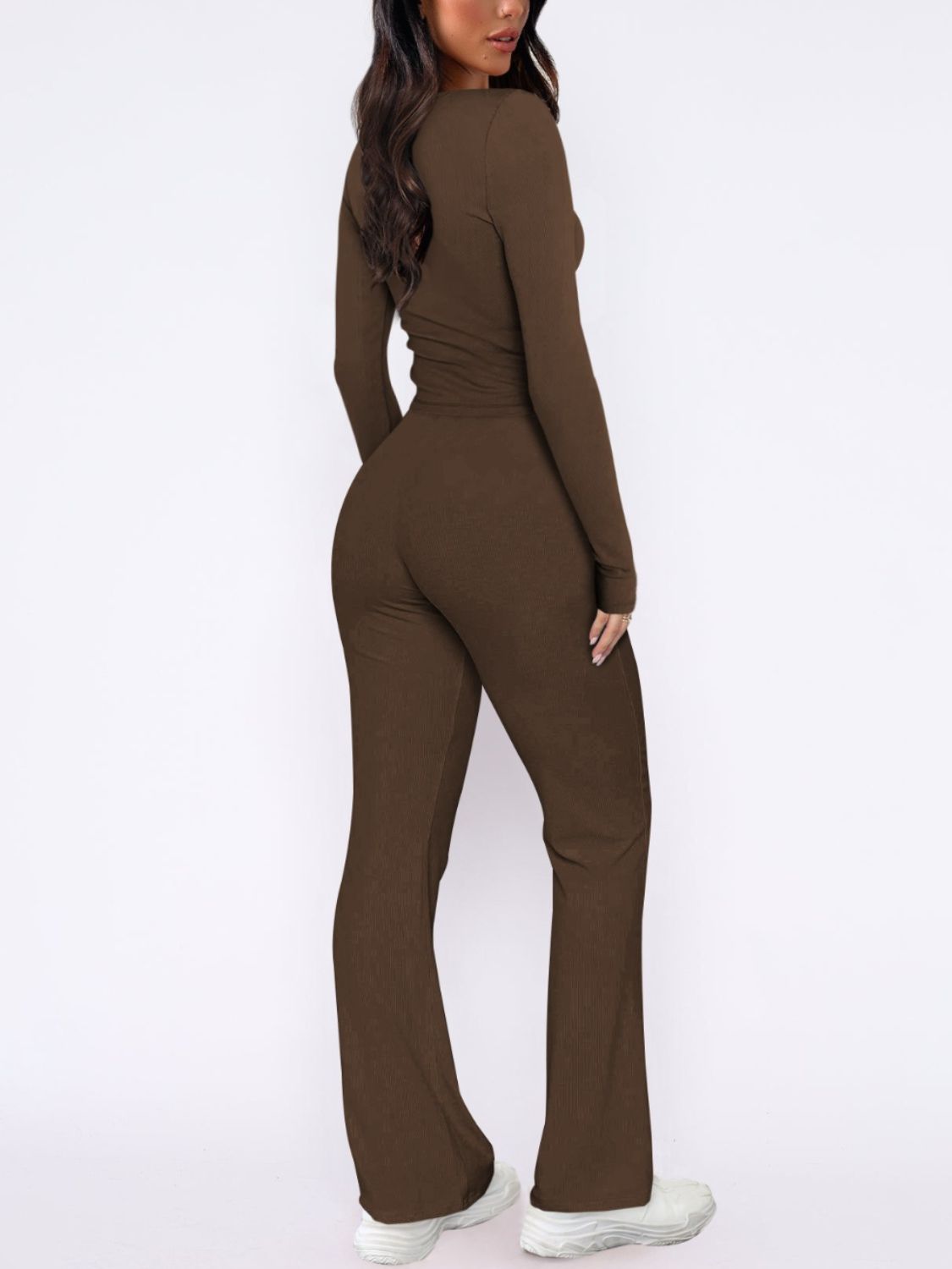 V-Neck Long Sleeve Top and Pants Set