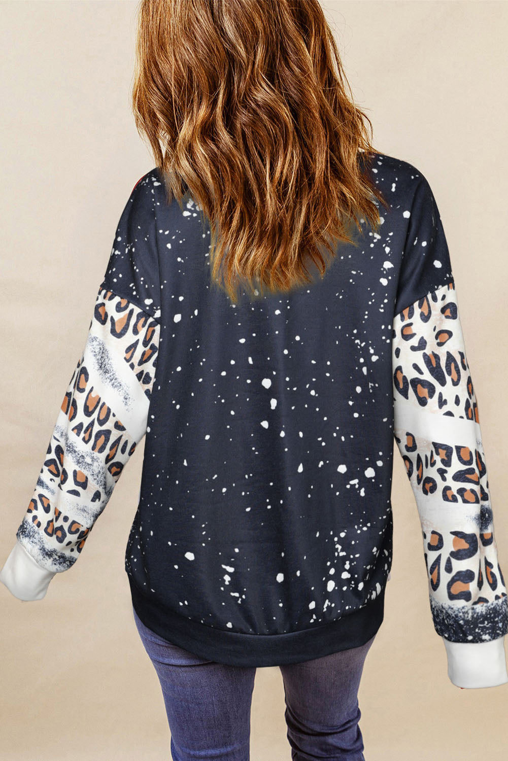 YOU DESERVE THE WORLD Leopard Round Neck Sweatshirt