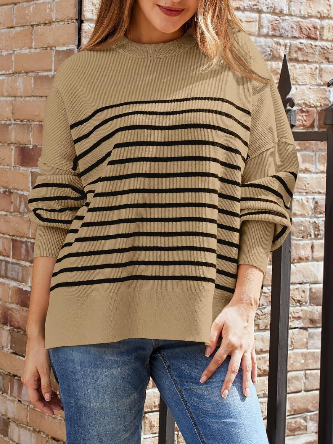 Striped Round Neck Long Sleeve Sweatshirt