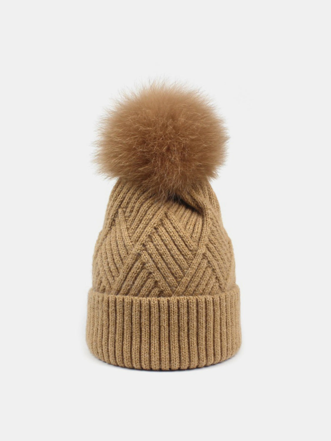 Thermal Knit Hat with Pompom