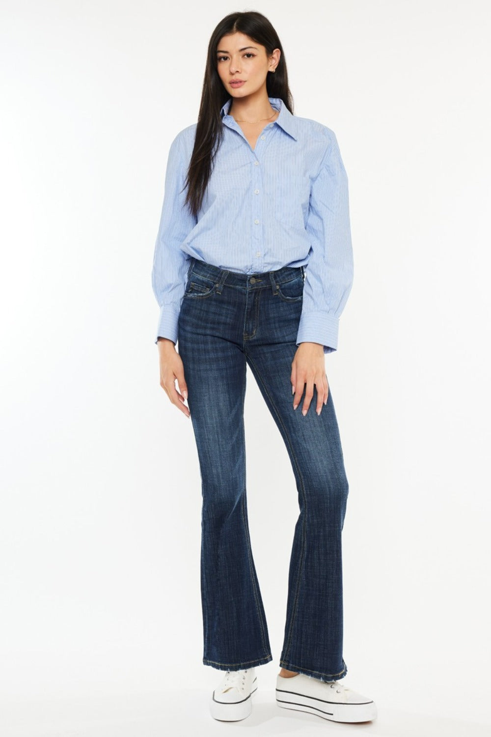 Kancan Full Size Mid Rise Flare Jeans