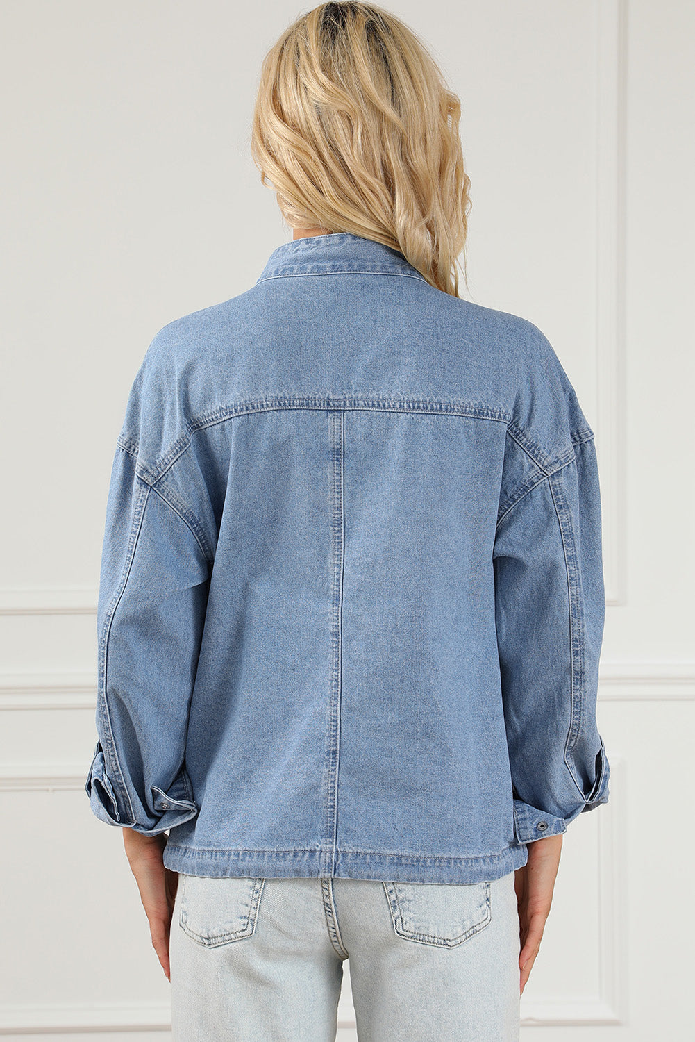 Snap Down Long Sleeve Denim Top