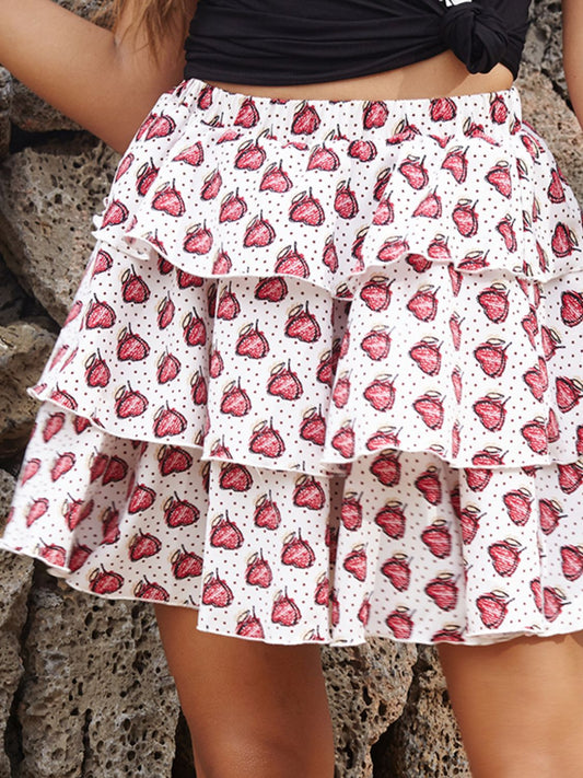 Perfee Layered Printed Mini Skirt