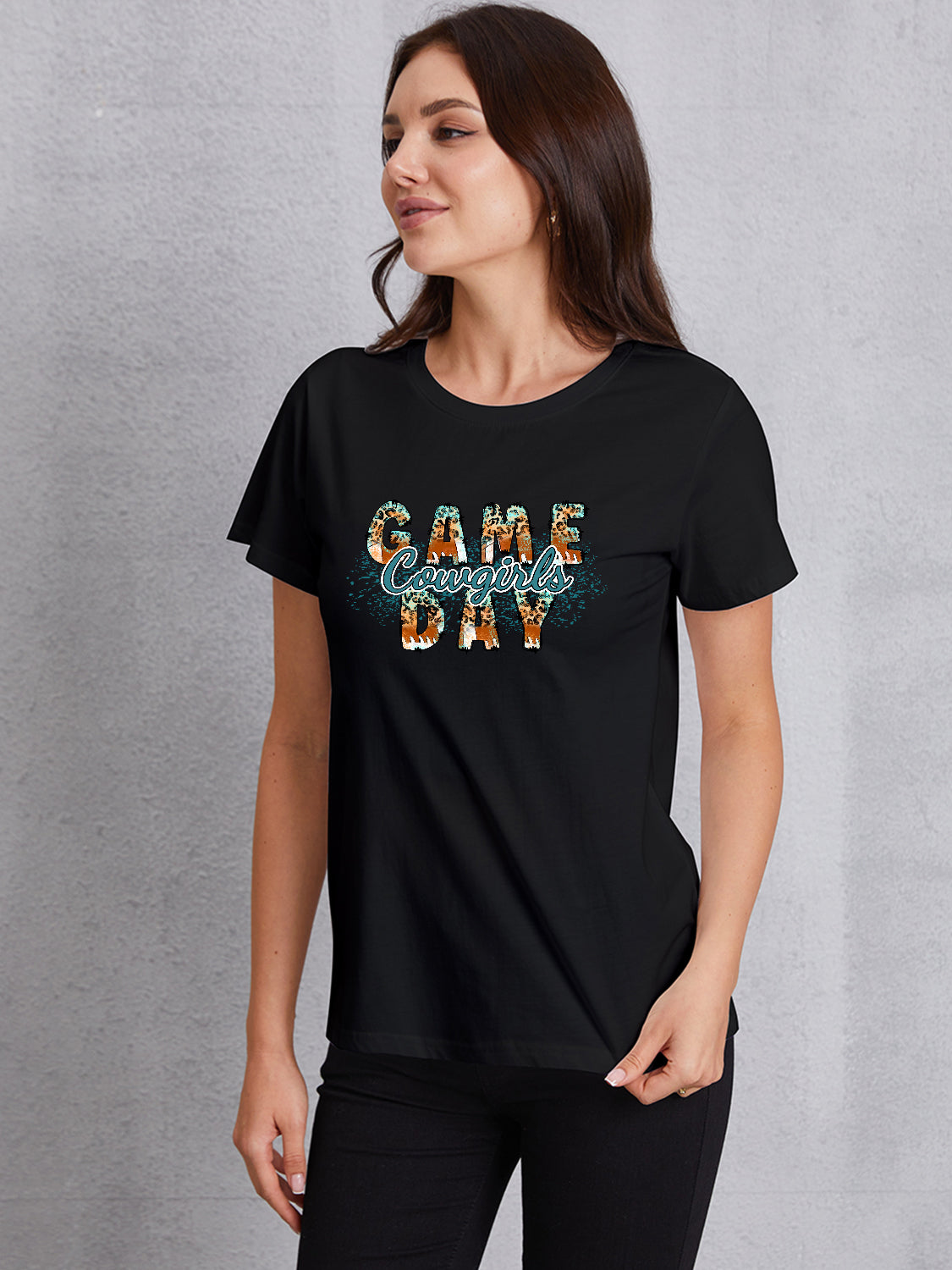 COWGIRLS GAME DAY Round Neck Short Sleeve T-Shirt