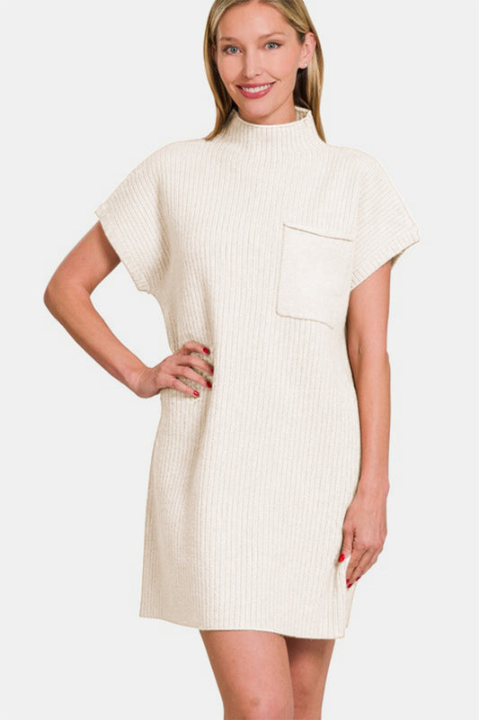 Zenana Short Sleeve Sweater Mini Dress