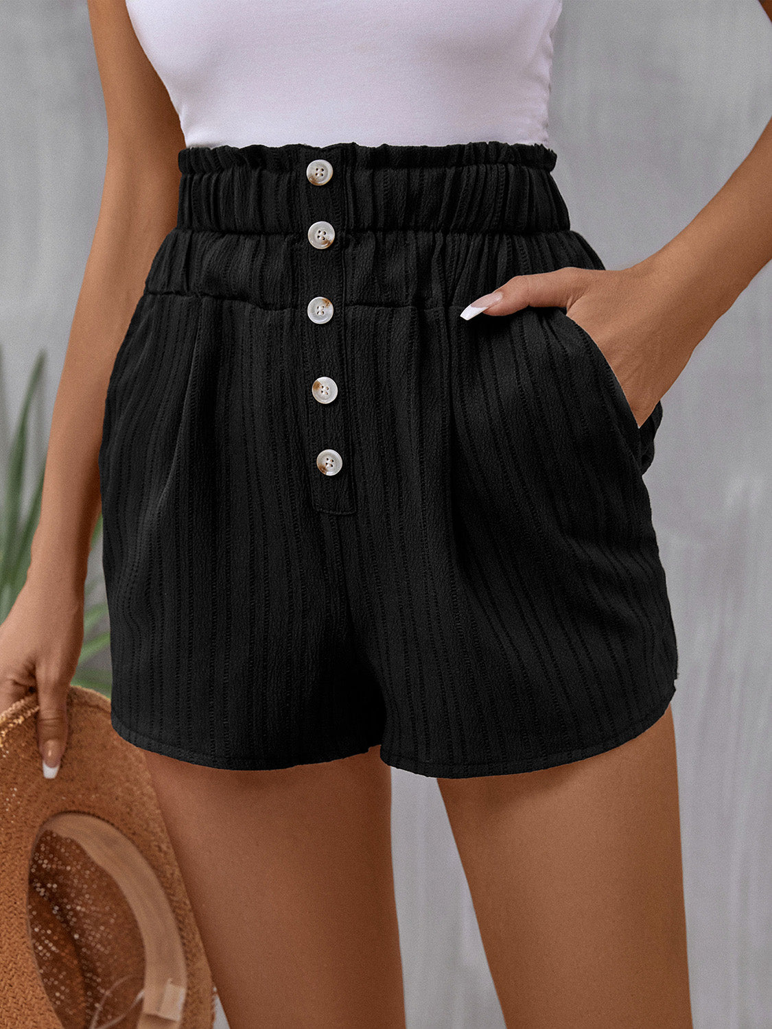 Shorts mit hoher Taille und Taschen