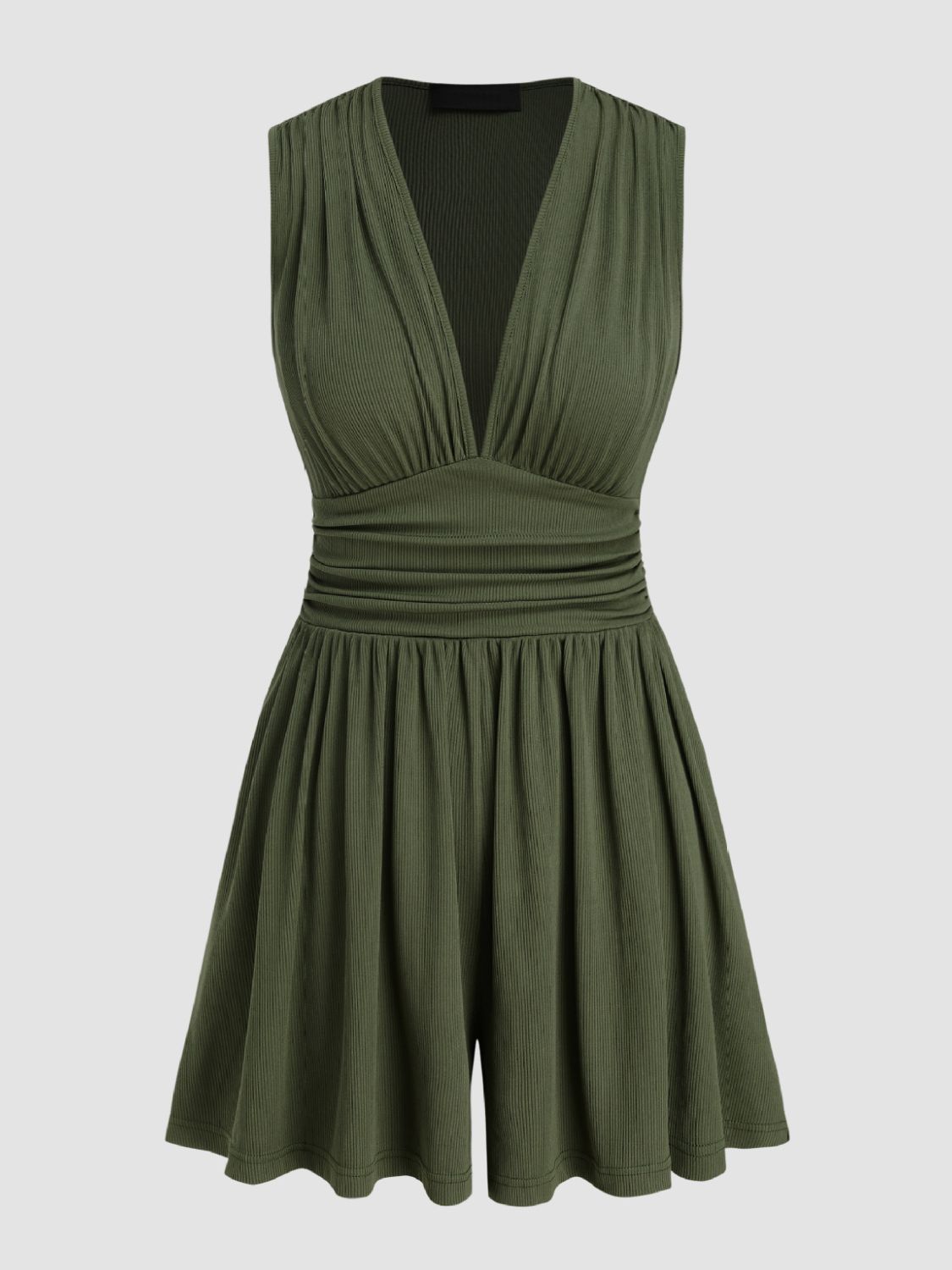 Ruched Plunge Sleeveless Romper