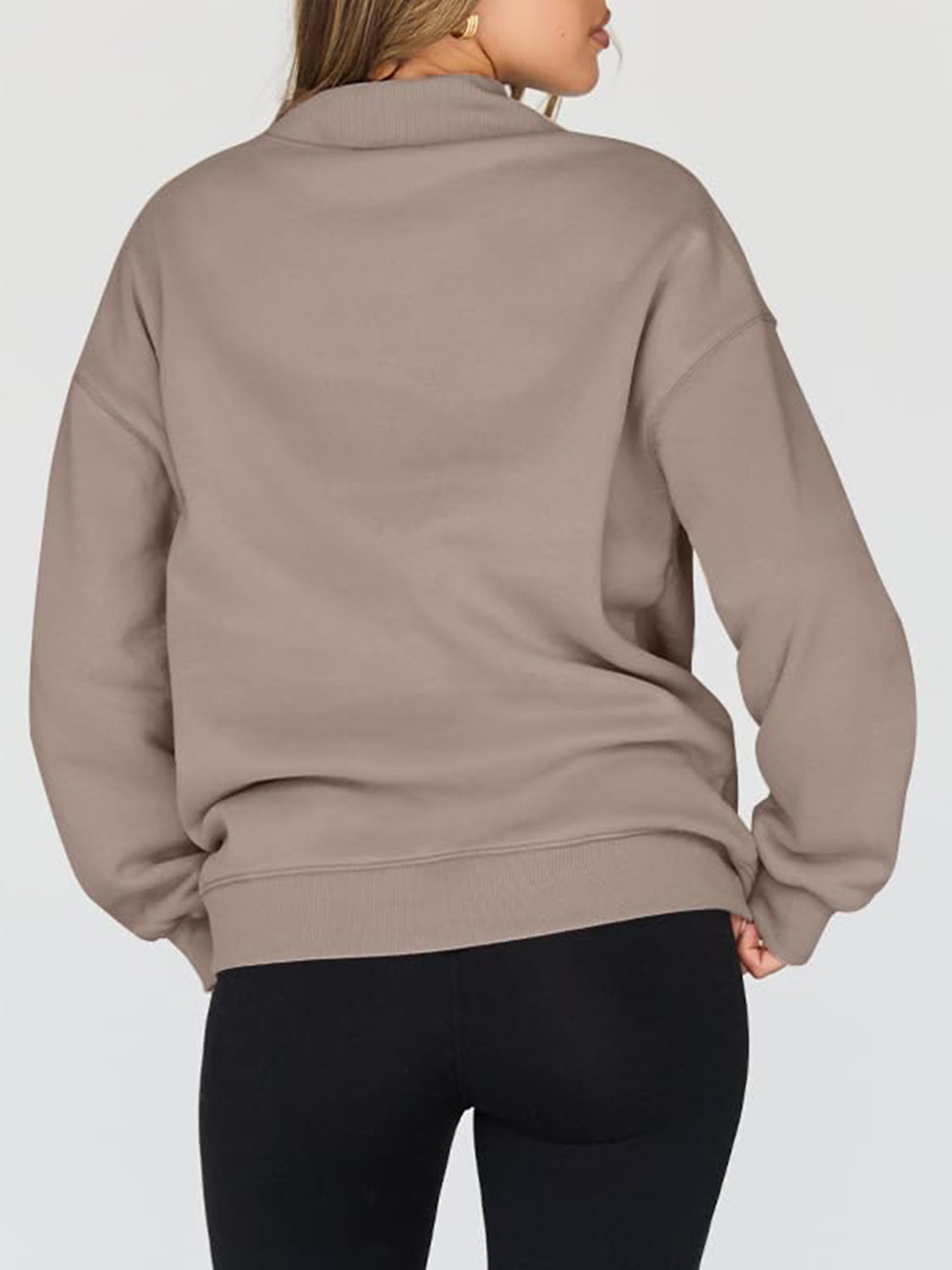 Mock Neck Drop Shoulder Long Sleeve Sweatshirt